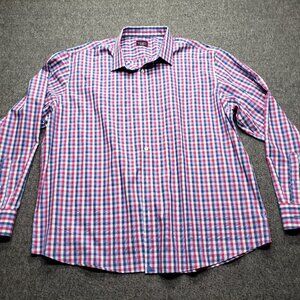 UNTUCKit Men’s Relaxed Fit Wrinkle-Free Button Up Shirt Red White Blue Check XXL